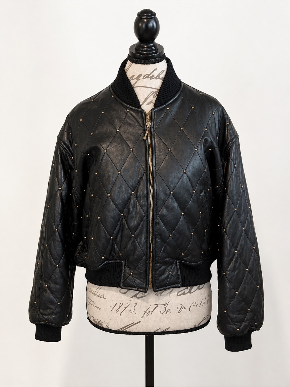 🖤 The Limited Vintage Studded Leather Bomber Jacket - Genuine Leather | Size M